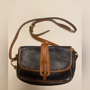 Dooney & Bourke Vintage Black and Tan Leather Shoulder Bag Equestrian Bag